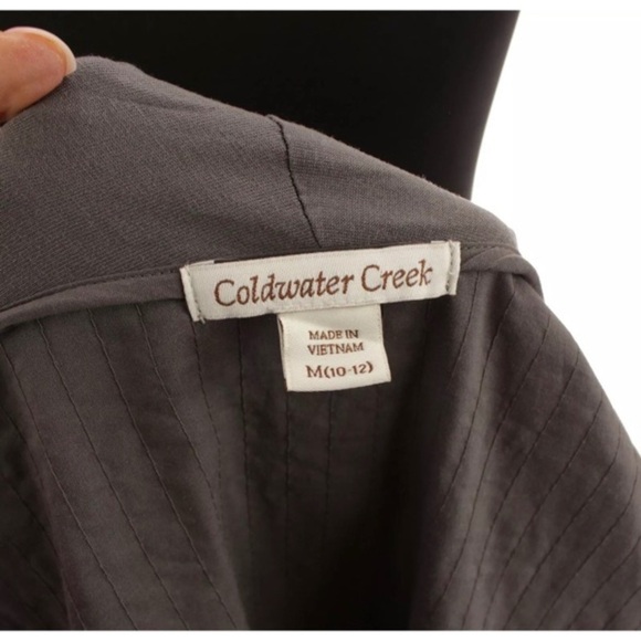 Coldwater Creek Womens Ruched Tie Front Duster Vest Cardigan Gray Sz M 10-12 - Picture 8 of 9